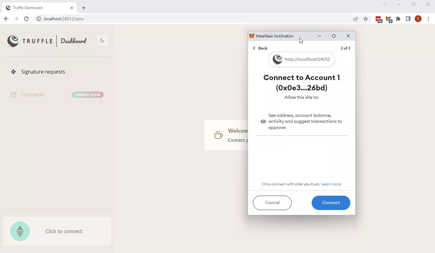 Connect to Truffle Dashboard from MetaMask