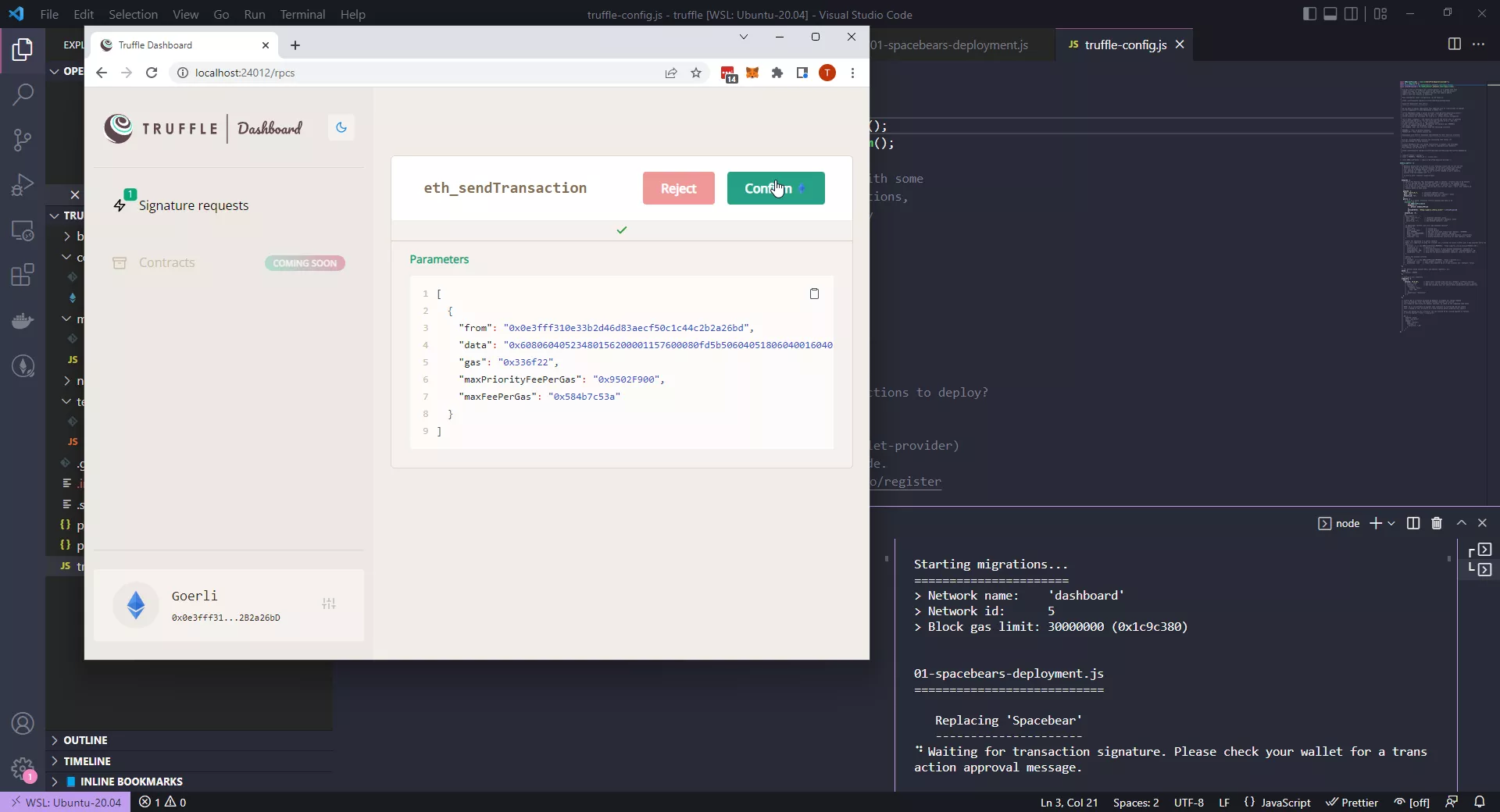 Truffle Dashboard network deployment