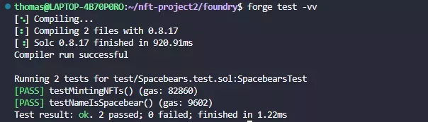 successful unit test using Foundry